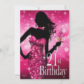 きらきら光るな輝きの第21誕生日|の暗い赤紫色を持って来て下さい 招待状 (正面)