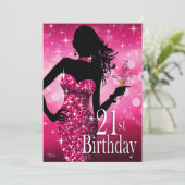 きらきら光るな輝きの第21誕生日|の暗い赤紫色を持って来て下さい 招待状 (スタンド正面)