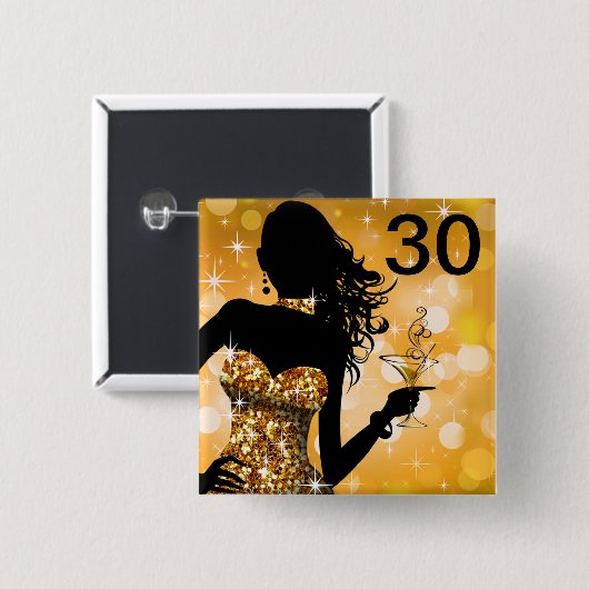 きらきら光るな輝き第30の誕生日|の金ゴールドを持って来て下さい 缶バッジ (正面&裏面)