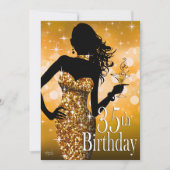 きらきら光るな輝き第35の誕生日|の金ゴールドを持って来て下さい 招待状 (正面)