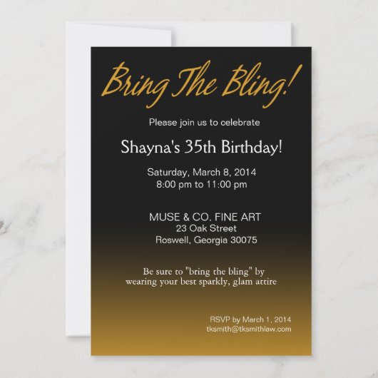 きらきら光るな輝き第35の誕生日|の金ゴールドを持って来て下さい 招待状 (裏面)