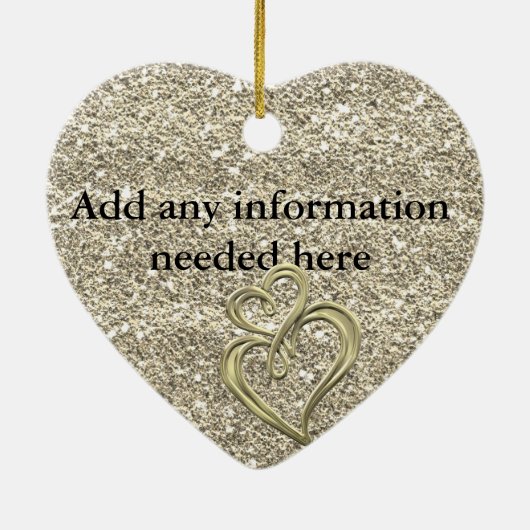 きらきら光るな金ゴールドのカスタム第50記念日のギフトのオーナメント セラミックオーナメント (裏面)