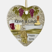 きらきら光るな金ゴールド第50記念日のギフトのワインのオーナメント セラミックオーナメント (右)