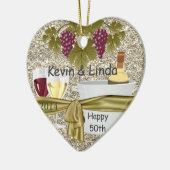 きらきら光るな金ゴールド第50記念日のギフトのワインのオーナメント セラミックオーナメント (左)