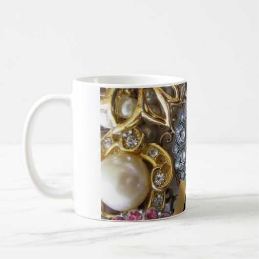 きらきら光るな黒及び金ゴールド コーヒーマグカップ (左)