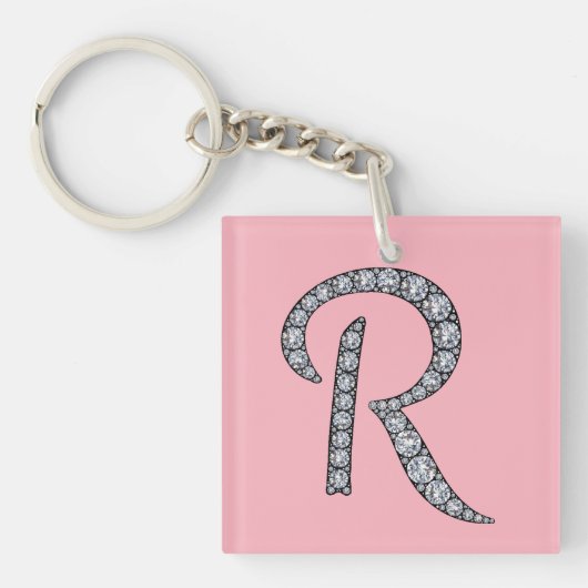 きらきら光るなkeychain Rのモノグラムの キーホルダー (正面)