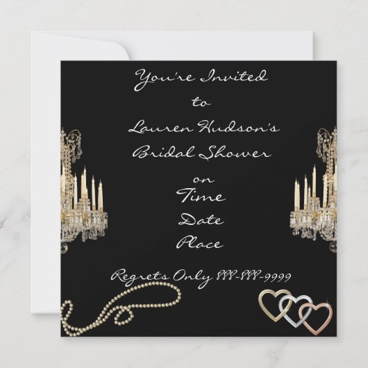 きらきら光るのぼろぼろのシックなヴィンテージのブライダルシャワー 招待状 (裏面)