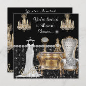 きらきら光るのぼろぼろのシックなヴィンテージのブライダルシャワー 招待状 (正面/裏面)