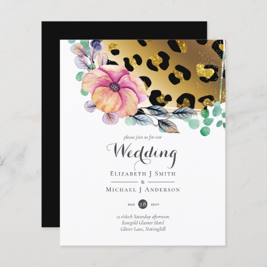 きらきら光るガーリーGlam Leopardプリントピンク金ゴールド結婚 (正面/裏面)