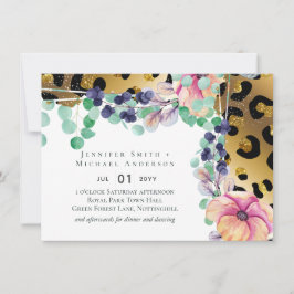 きらきら光るガーリーGlam Leopardプリントピンク金ゴールド結婚