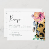 きらきら光るガーリーGlam Leopardプリントピンク金ゴールド結婚 ポストカード (正面/裏面)