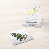 きらきら光るクリスマスツリーグリッター スクエアペーパーコースター (インサイチュ)