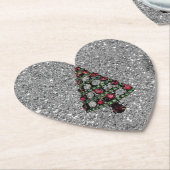 きらきら光るクリスマスツリーシルバーグリッター紙コースター ペーパーコースター (アングル)