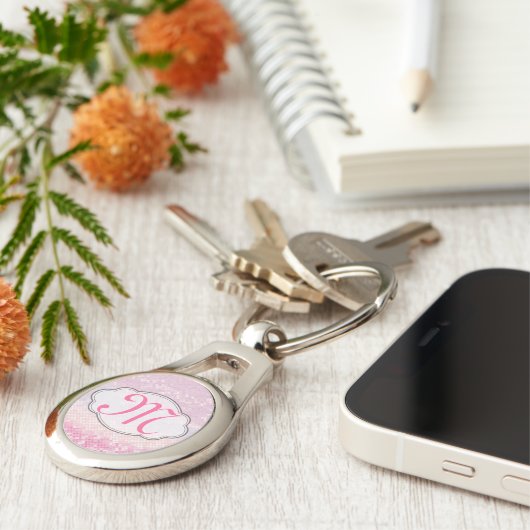 きらきら光るグリッターガーリーピンクグリッツグラマーキーチェーン キーホルダー (側面)