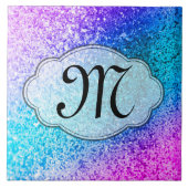 きらきら光るグリッターガーリーピンクモノグラム表示タイル タイル (正面)