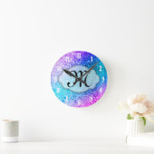 きらきら光るグリッターモガーリーノグラムイニシャル壁時計 ラウンド壁時計 (ホーム)