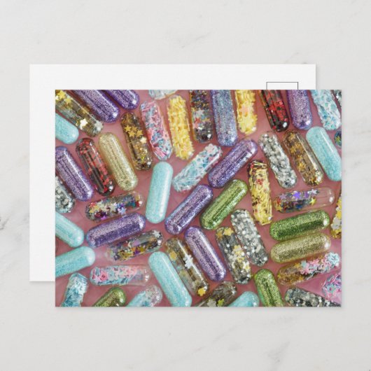 きらきら光るグリッター丸薬はがき ポストカード (正面/裏面)