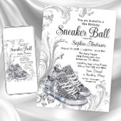 きらきら光るダイヤモンドスニーカーボール誕生日パーティー 招待状