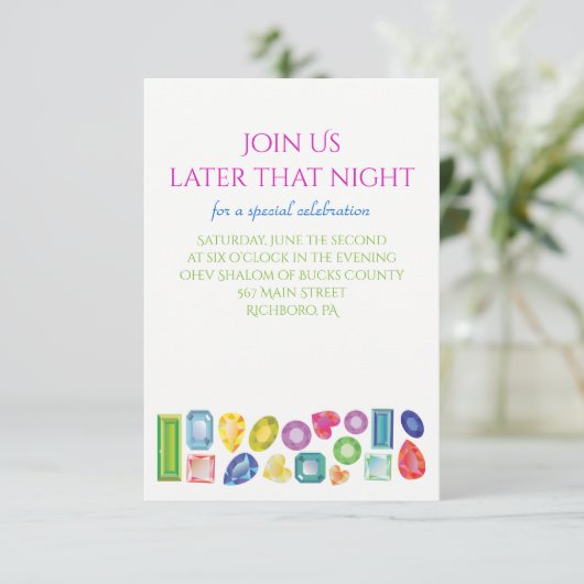 きらきら光るバルミツワー招待状パーティー披露宴カード 招待状 (スタンド正面)