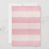 きらきら光るピンクはっきりしたのストライプSweet sixteenパーティー 招待状 (裏面)