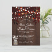 きらきら光るライトと紅葉が美しい農村の納屋での結婚式 招待状 (スタンド正面)