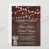 きらきら光るライトと落ち葉のリハーサルディナー 招待状 (正面)