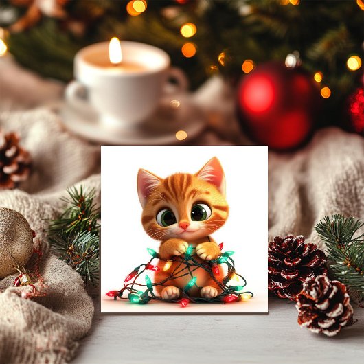 きらきら光るライトのフェスティバルキャット シーズンカード