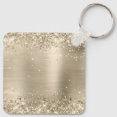 きらきら光るライトゴールドの豪華なモノグラム キーホルダー (裏面)