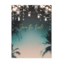 きらきら光るライト パームツリー ビーチ セーブ・ザ・デート