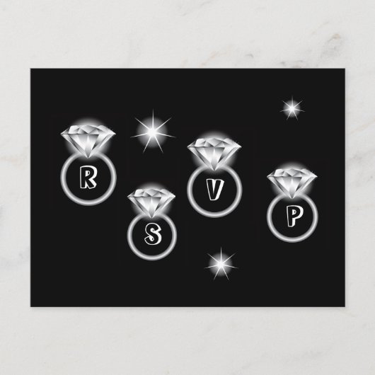 きらきら光るリングや輪ウェディングRSVP インビテーションポストカード (正面)