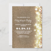 きらきら光るヴィンテージ金ゴールドクリスマスパーティー冬 招待状 (正面)