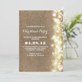 きらきら光るヴィンテージ金ゴールドクリスマスパーティー冬 招待状 (スタンド正面)