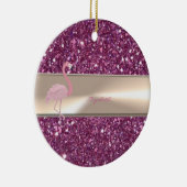 きらきら光る可愛らしいピンクのフラミンゴ セラミックオーナメント (右)