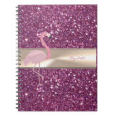 きらきら光る可愛らしいピンクのフラミンゴ ノートブック (正面)