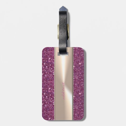 きらきら光る可愛らしいピンクのフラミンゴ ラゲッジタグ (裏面縦)