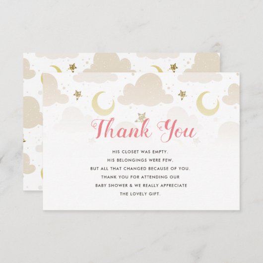 きらきら光る小さな星のベビーシャワーサンキューカード サンキューカード (正面/裏面)