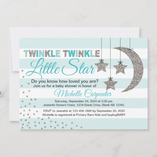 きらきら光る小さな星の赤ちゃんのシャワーの招待 招待状 (正面)