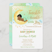 きらきら光る小さな星茶色の日焼けベビーシャワー中立  招待状 (正面/裏面)