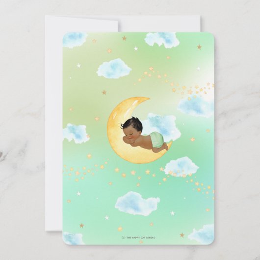 きらきら光る小さな星茶色の日焼けベビーシャワー中立  招待状 (裏面)