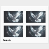 きらきら光る白い平和の鳩 長方形シール (シート)