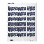 きらきら光る雪のフレーク納屋の木の素朴な冬 ラベル (フルシート)