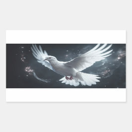 きらきら光る 白い平和の鳩 長方形シール