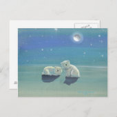 きらきら冬のホッキョクグマのホリデー ポストカード (正面/裏面)