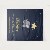 きらきら夜空の下の可愛い象と風船 タペストリー (正面(横))