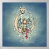 きらきら天使とフクロウのイラストアート ポスター (正面)