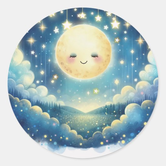 きらきら小星ウォーターカラーベイビーシャワー ラウンドシール (正面)