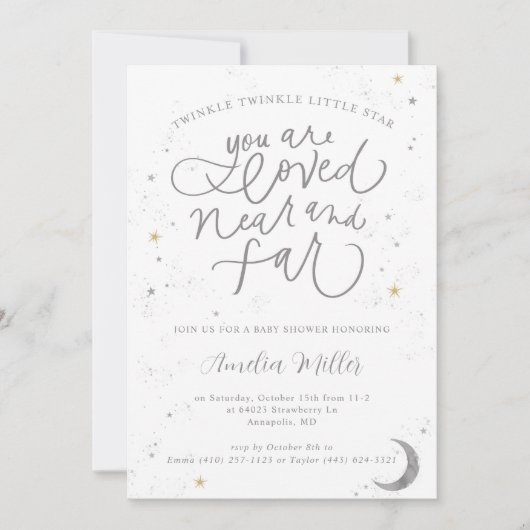 きらきら性別問わないベビーシャワー 招待状 (正面)