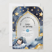 きらきら星のお誕生日おめでとう！ベビーシャワー男子 招待状 (正面)