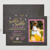 きらきら星のお誕生日会チョーク 招待状 (正面/裏面)
