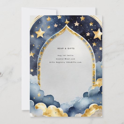 きらきら星のお誕生日会 1歳の誕生日とベビーシャワーボーイ 招待状 (裏面)